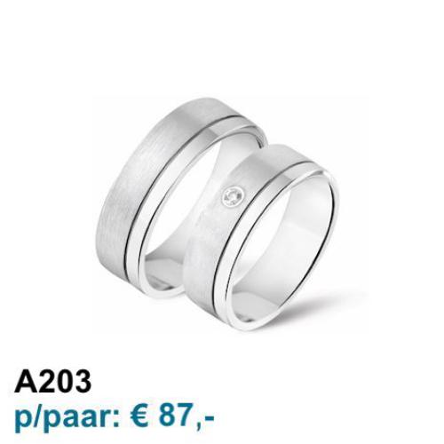 Amorio Relatiering, model A203 (breedte 6mm.)  RING MET ZIRCONIA - 16388