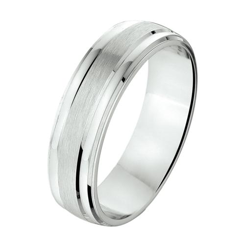 Amorio Ring, zilver gerhodineerd breedte 6mm. (maat 20)  GLADDE RING - 16389