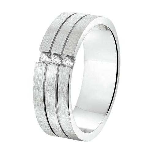 Amorio Ring, zilver gerhodineerd breedte 6mm. (maat 17,5) RING MET ZIRCONIA - 16396