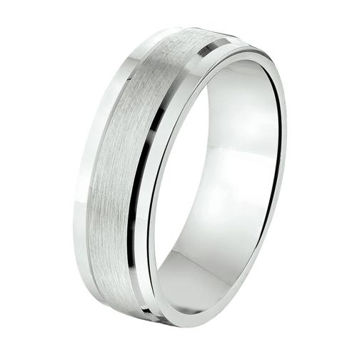 Amorio Ring, zilver gerhodineerd breedte 6.5mm. (maat 20) GLADDE RING - 16398