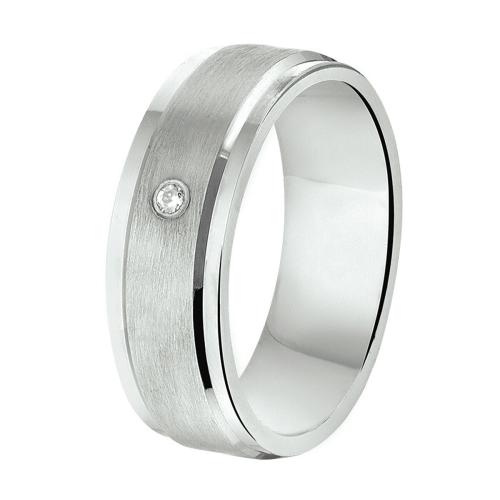 Amorio Ring, zilver gerhodineerd breedte 6.5mm. (maat 17,5) RING MET ZIRCONIA - 16399