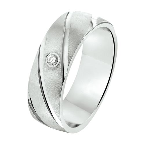 Amorio Ring, zilver gerhodineerd breedte 6.5mm. (maat 17,5) RING MET ZIRCONIA - 16401
