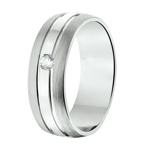 Amorio Ring, zilver gerhodineerd (breedte 6.5mm.)  RING MET ZIRCONIA - 16403