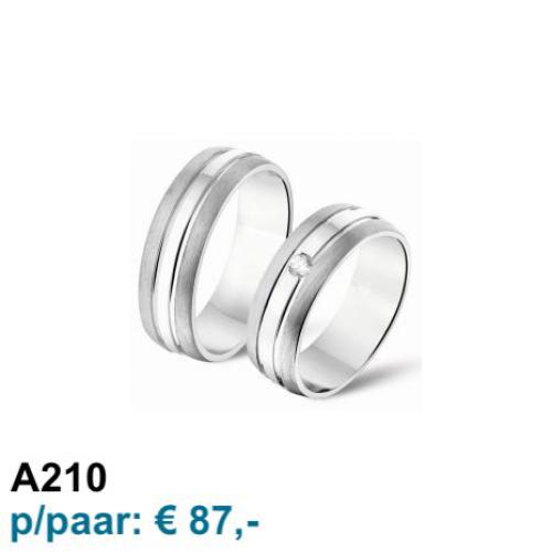 Amorio Relatiering, model A210 (breedte 6.5mm.)  RING MET ZIRCONIA - 16403