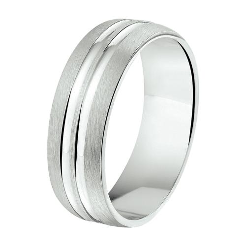 Amorio Ring, zilver gerhodineerd breedte 6.5mm. (maat 20)  GLADDE RING - 16404