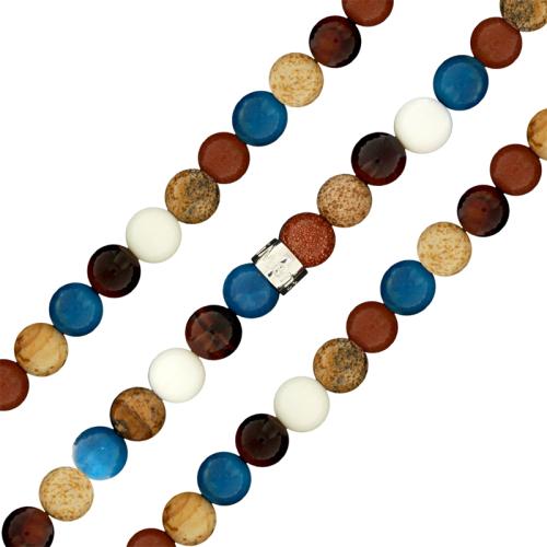 My iMenso armband 27-0531 maat 20,5 >elastisch multi turqoise 6mm. - 16589