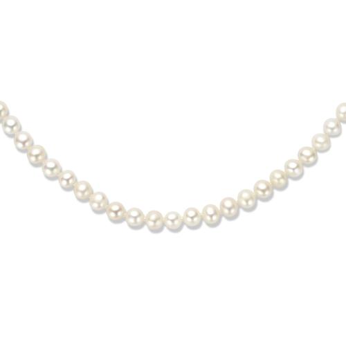 Collier, zoetwaterparel 5,5mm. m/zilveren sluiting (lengte: 42-46cm.) - 16651