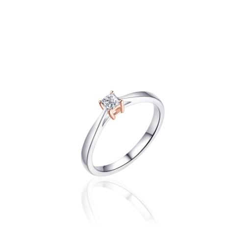 HC Ring, zilver/zilver roséverguld met zirkonia 4mm (maat 54) - 16857
