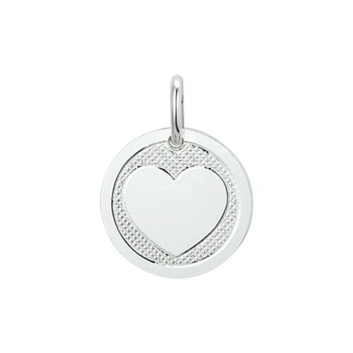 Hanger, graveerplaatje zilver hart (14mm.) - 17180