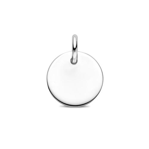 Hanger, graveerplaat zilver (rond 12,5mm.) - 17199