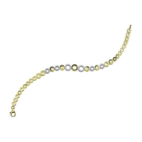 HC Armband, zilver/verguld met zirconia (lengte: 19cm.) - 17283