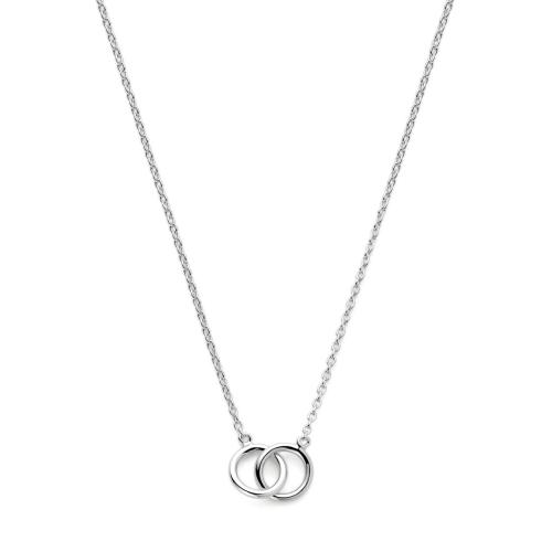 Collier, zilver gerhodineerd met 2 draadringetjes (40-44cm.) - 17365