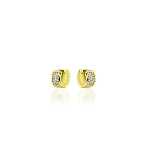 HC Oorringen, zilver verguld met zirconia (5x12m) - 17594