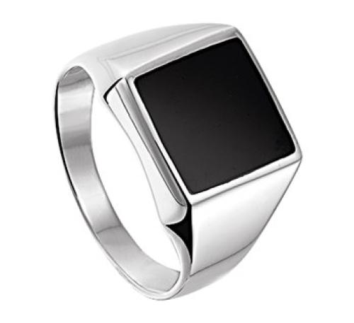 HC Herenring, zilver met onyx 15x14mm. (maat 19,5) - 18041