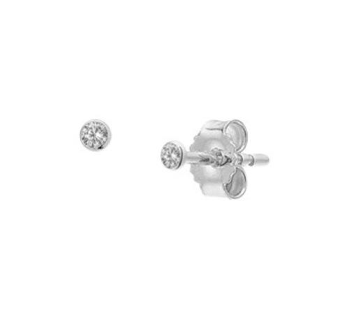 HC Oorknop, 14krt witgoud met zirconia (2mm.) - 18082
