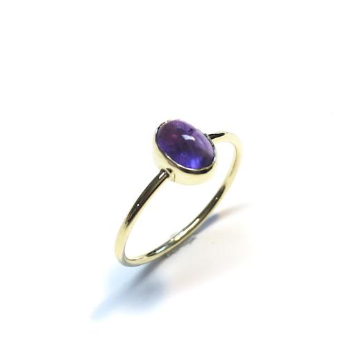 Eclat Ring, 14krt.goud met amethist 5x7mm. (maat 16) - 18179