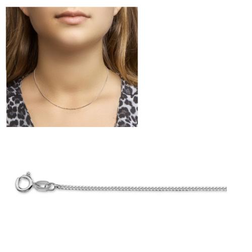 Collier, zilver gourmetschakel (lengte: 38cm.) - 18188