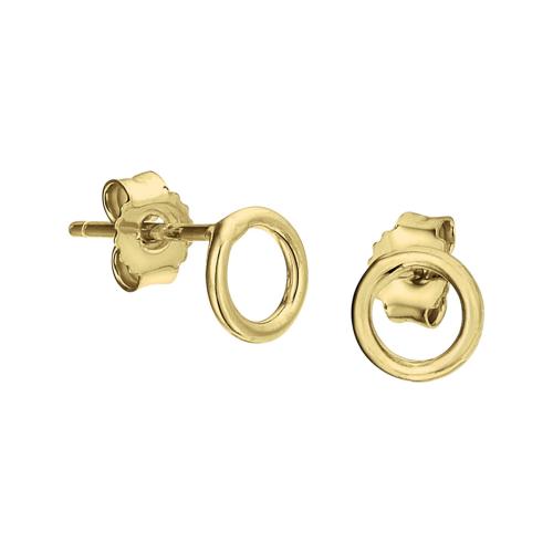 Oorknoppen, zilver verguld cirkel 6mm. - 18193