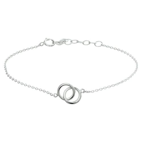 HC Armband, zilver gerhodineerd met 2 draadringetjes (16-19cm.) - 18229