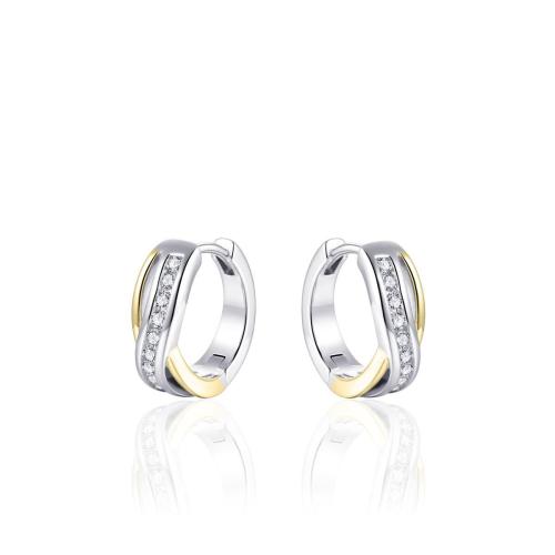 HC Oorringen, zilver/zilver verguld met zirconia (: 12mm) - 18273