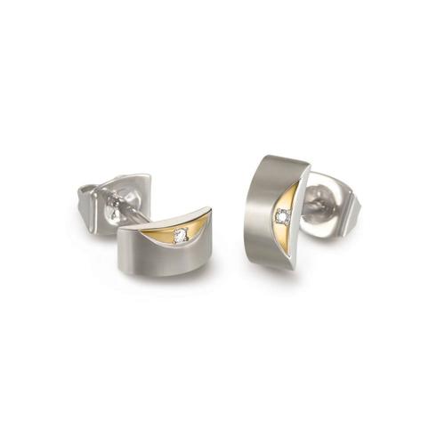 Boccia Oorknoppen, titanium met diamant model 05007-03 (9x4mm.) - 18279