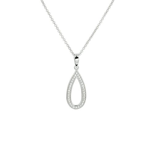 Collier, zilver inclusief hanger met zirkonia (lengte:42-45cm.) - 18291