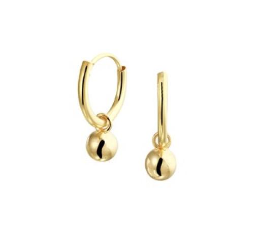 HC Oorringen mer hangers, 14krt.goud (oorringen: 11x1,3mm. - balletjes:4mm.) - 18307