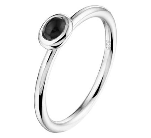HC Ring, zilver gerhodineerd met onyx 4x3mm. (maat 17,75) - 18369