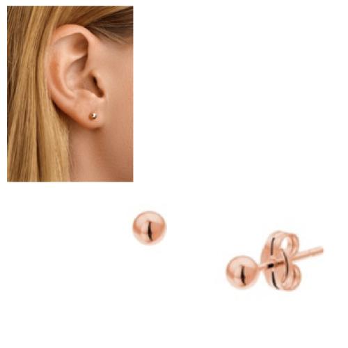 HC Oorknoppen,14krt.rose-goud bolletje 4mm. - 18526