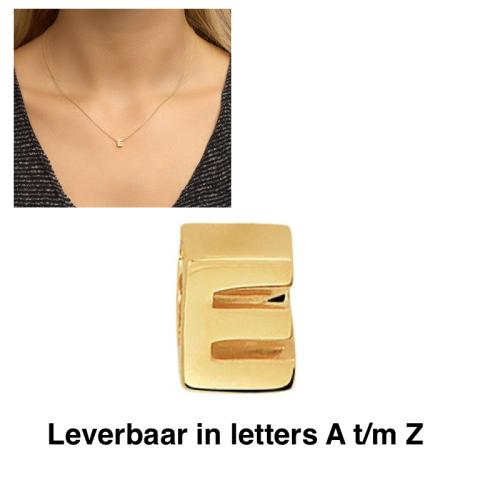 HC Hanger 14krt.goud schuifletter E  (4x5,5mm.) excl.collier - 18581
