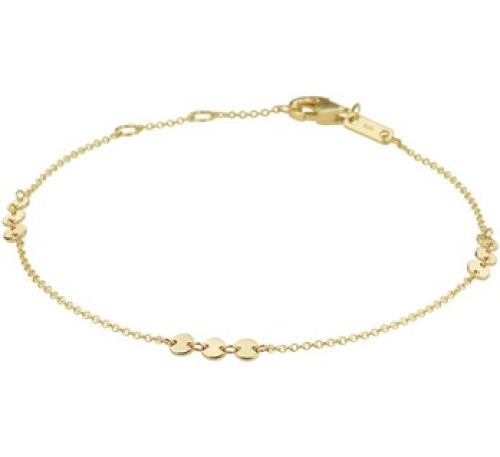 HC Armband, 14krt goud ankerschakel met rondjes (lengte: 17-19cm.) - 18595
