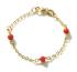 HC Kinderarmband, 14krt.goud met 3x bloedkoraal (lengte: 9-11cm.) - 18679