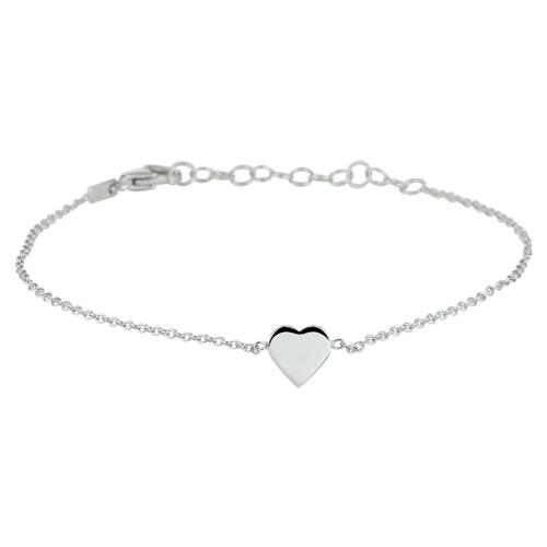 Armband, zilver gerhodineerd met hart (lengte: 16-19cm.) - 18732