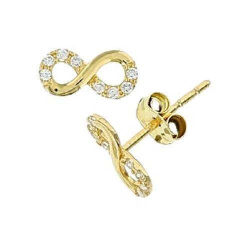 HC Oorknoppen, 14krt.goud met zirconia infinity - 18850