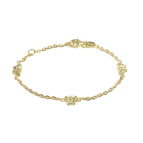 HC Armband, 14krt. goud met drie vlinders (lengte: 11-13cm.) - 18937