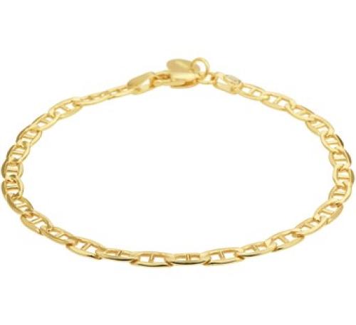 HC Armband, 14krt.goud met massief zilveren kern schakel 4 mm. (lengte: 19cm.) - 18986