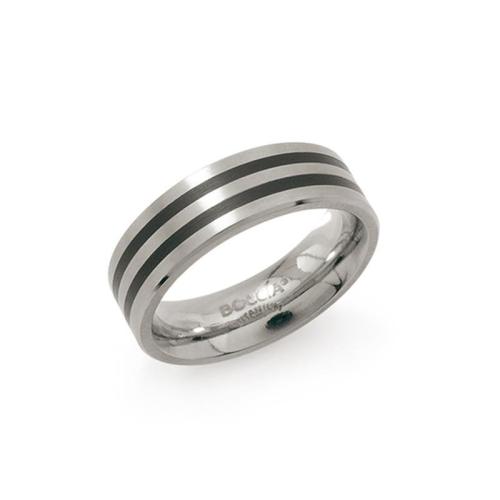 Boccia Ring, titanium model 0101-17 breedte: 6mm.met zwart emaille (maat 63) - 18996