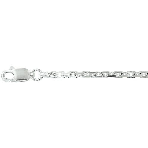 Collier, zilver geslepen ankerschakel 2,2mm.(lengte:50cm.) - 19004