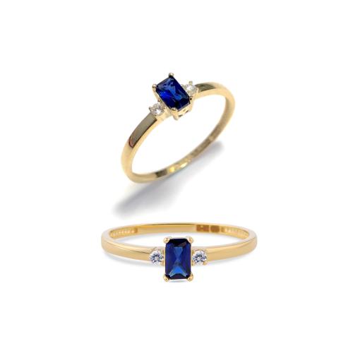 Swing Jewels Ring, 14krt goud met zirkonia >blauw:5x3,5mm. (maat 56) - 19033