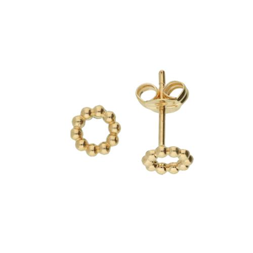 Jackie Oorknoppen, 14krt.goud Bubbly Circle (5,5mm.) - 19070