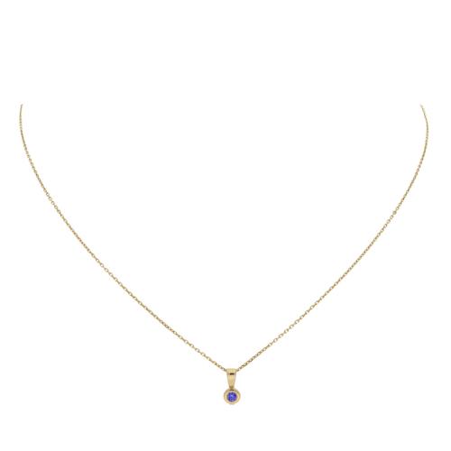 Jackie Hanger, 14krt.goud met saffier (kastje:4mm.) excl.collier - 19088