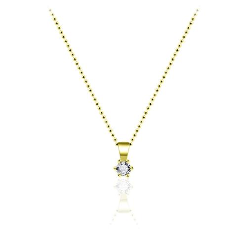 Hanger, zilver verguld met zirconia solitair( 2mm.) excl. collier - 19124