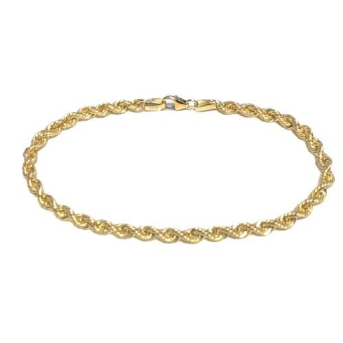 Fjory Armband, 14krt.goud met massief zilveren kern koord 4mm. (lente:21cm.) - 19143