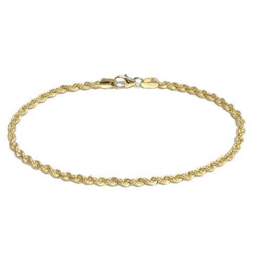 Fjory Armband, 14krt.goud met massief zilveren kern koord 3mm. (lente:19cm.) - 19145