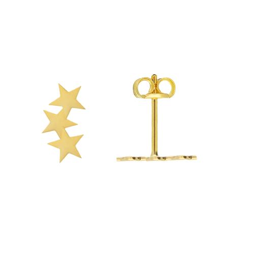 Jackie Oorknoppen, 14krt.goud ster Triple Star (7mm.) - 19147