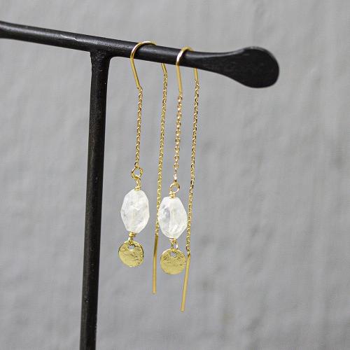 Jeh Jewels, Oorhangers model 20333 zilver verguld met maansteen (lengte 5cm.) - 19212