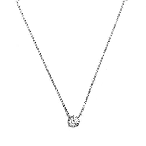 Collier, 14krt.witgoud ankerschakel 0,8mm.met zirkonia (lengte:40-44cm.) - 19310