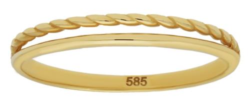 Jackie Ring,14krt.goud totaal 3mm.breed Twister Twin (maat 52) - 19342