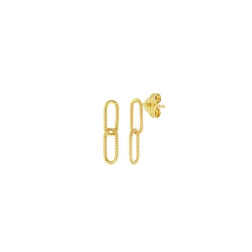Jackie Oorhangers, 14krt.goud Double Links (lengte 15mm.) - 19344