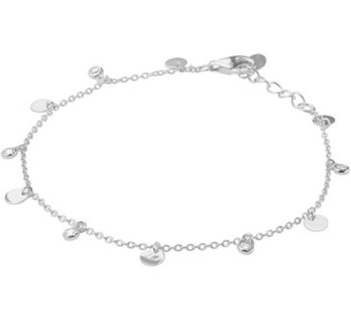 HC Armband, zilver gerhodineerd met zirkonia ( lengte: 16.5-18.5cm.) - 19367